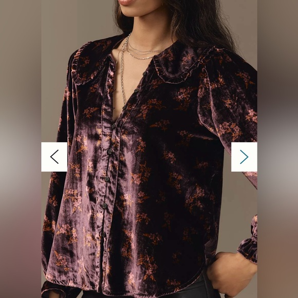 NWT Anthropologie by Pilcro Velevt Keira Collared Button-Front Blouse - Picture 3 of 10